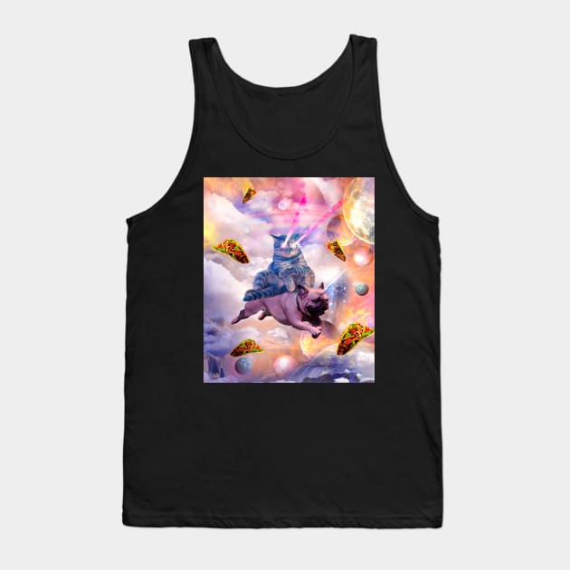 Cosmic Laser Cat Riding Unicorn Pug Tank Top by Random Galaxy